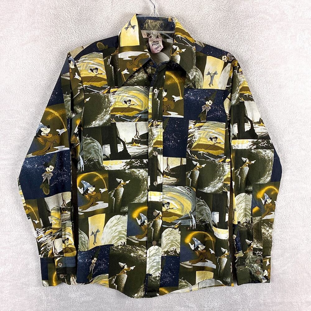 Vintage Kennington Disney Shirt Mens S Fantasia Mickey Mouse Dagger Collar 70s